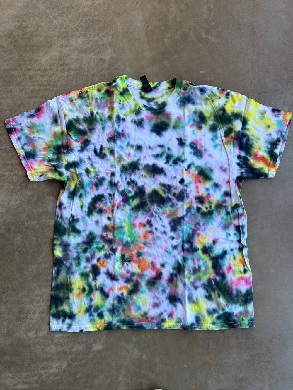 Homemade Multicolor Tie-Dye Short Sleeve Crewneck T-Shirt